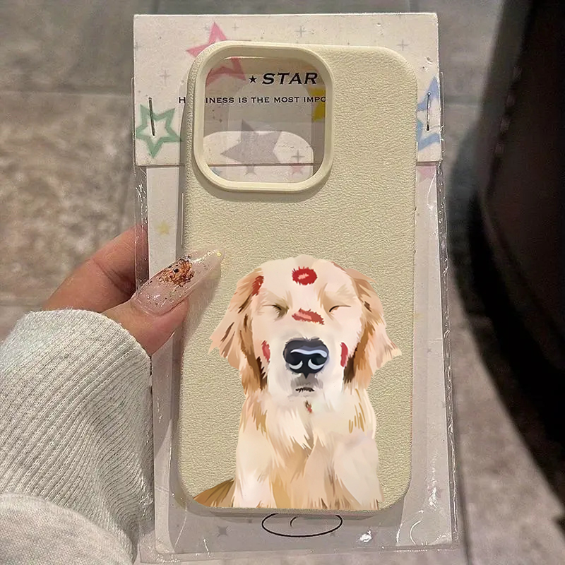 Phone Cases Red - かわいいゴールデンレトリバーの赤い唇プリントのスマホケース、Samsung Galaxy A16 A15 A36 A55