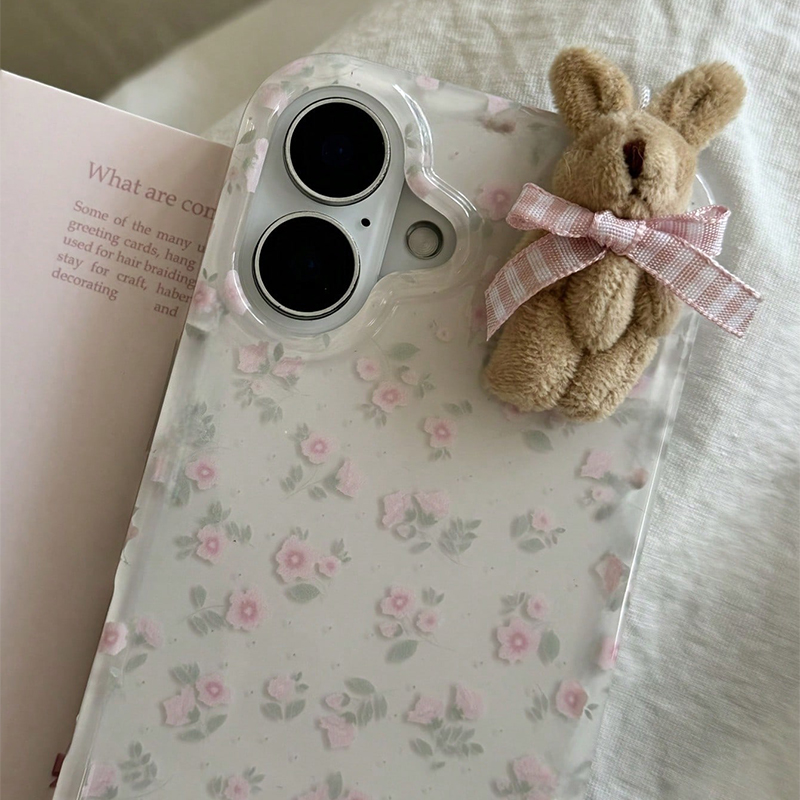 3D格子模様の弓と茶色のウサギと花柄のiPhoneケース（i - Phone Cases Pinterest のレビューと価格